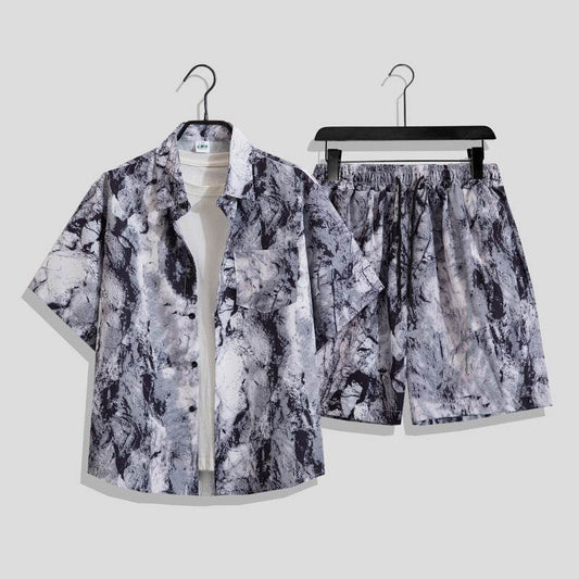Hong Kong Style Retro Printed Shirt - Men's Short Sleeve Summer Top - Buy Center