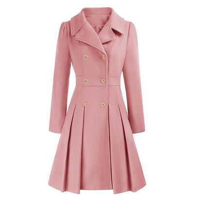 Women's A-Line Pea Coat - Double Breasted Windbreaker with Pockets - Buy Center