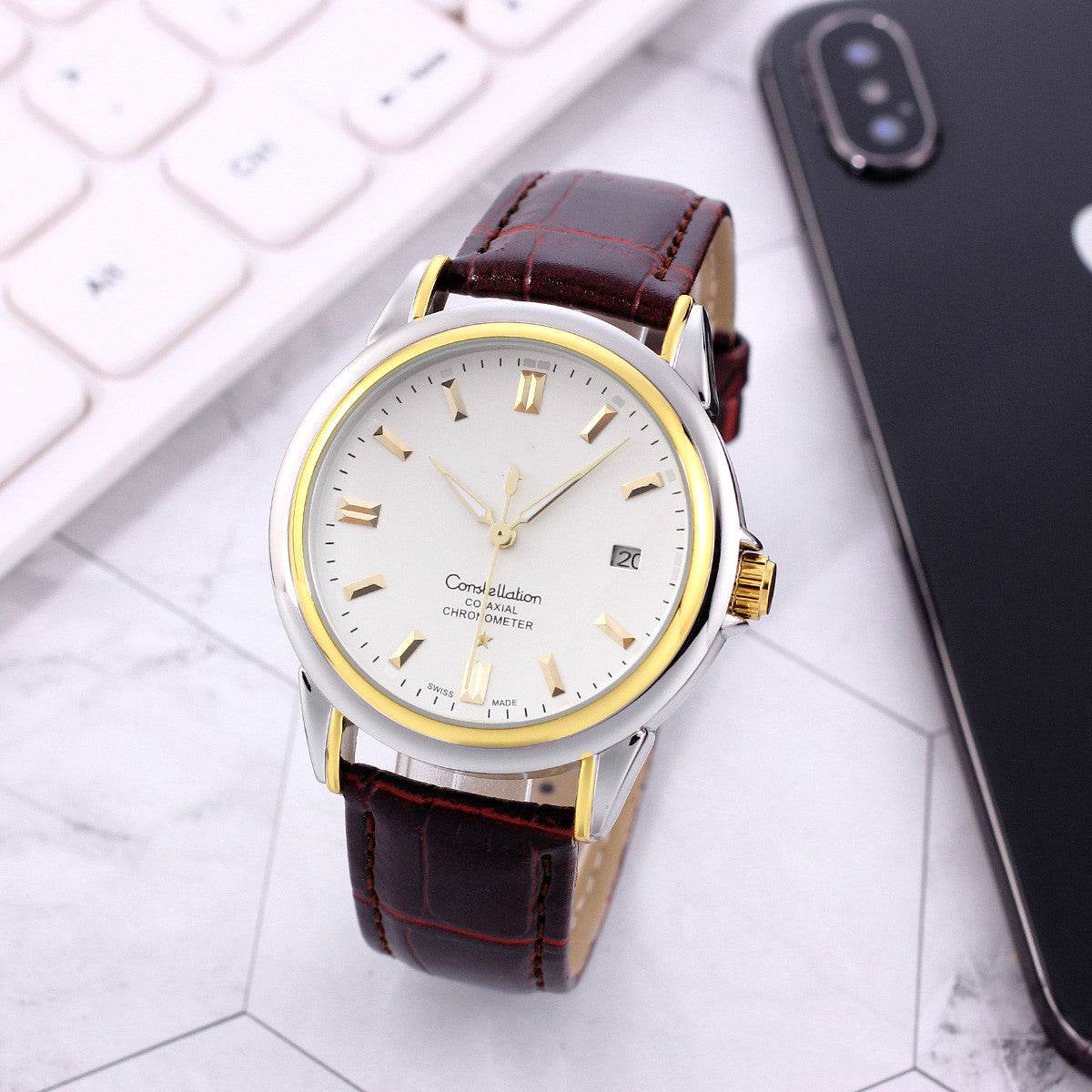 Buy Center Stainless Steel Mechanical Skeleton Watch - 40.5mm Dial Size - Buy Center