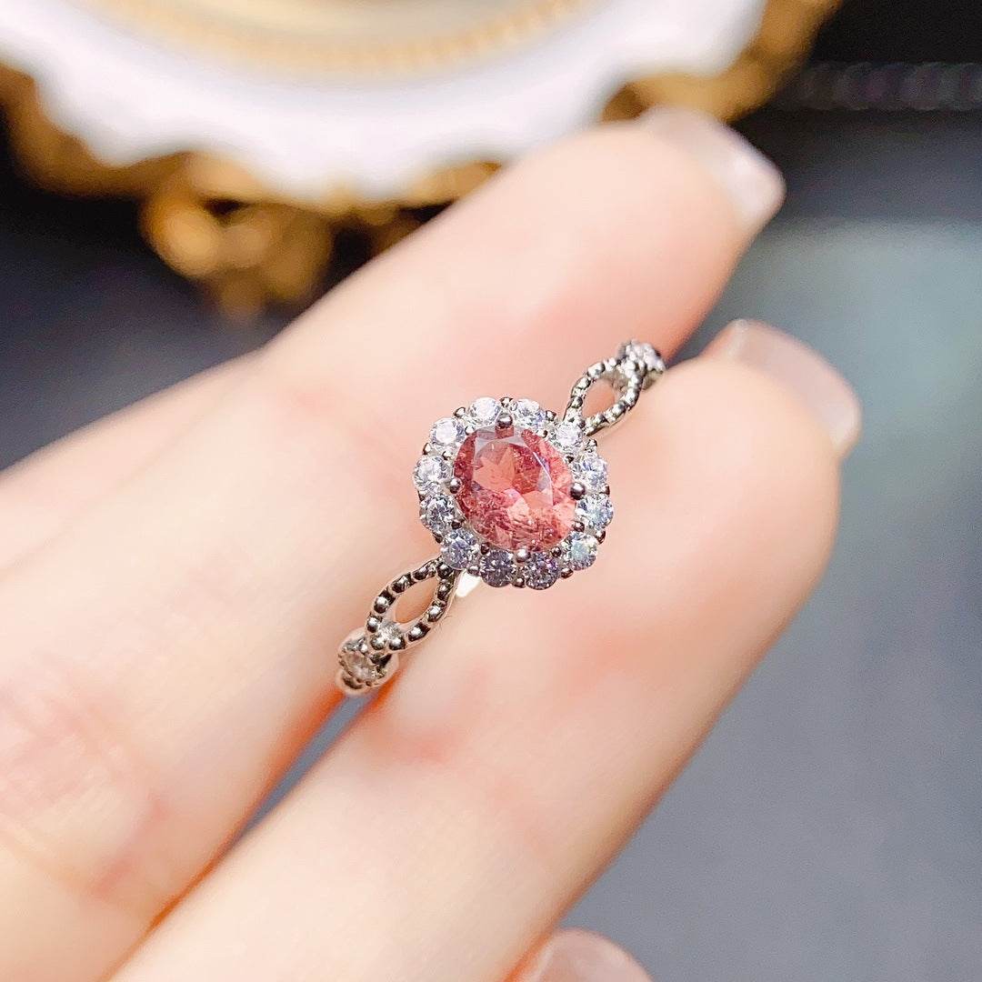 Buycenter Natural Tourmaline Ring - S925 Silver Female Jewelry - Buy Center