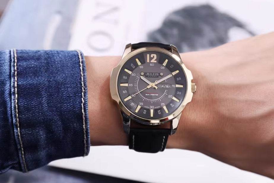 Fashion Calendar Week Quartz Men's Watch - Elegant 41mm Dial, Leather Strap - Buy Center