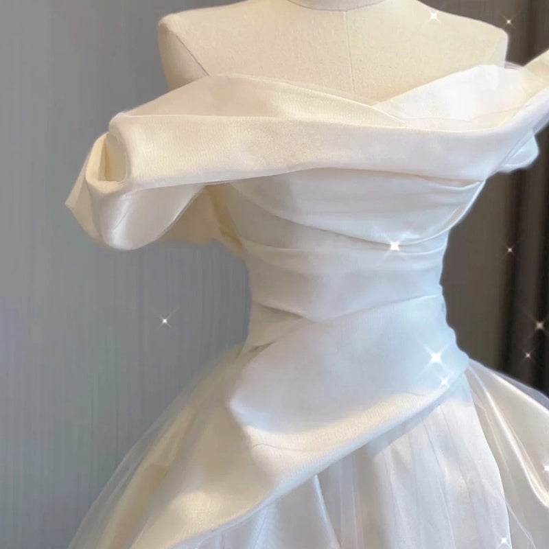 Temperament Princess Style Satin Wedding Dress - Elegant & Flattering Fit - Buy Center