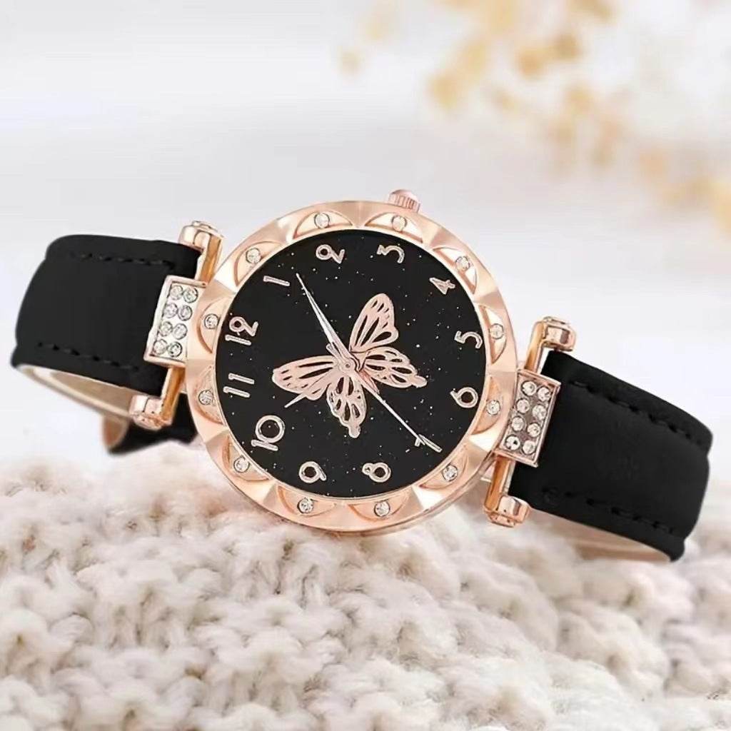 Buycenter Women's Quartz Watch Set - Elegant Black with Bracelets - Buy Center