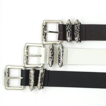 New Style Silver Alloy Crook Pin Buckle Belt - Elegant Imitation Leather - Buy Center