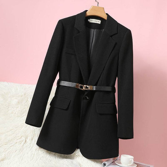 Buycenter Women's Straight Tube Suit Jacket - Long Sleeve Wool Blend - Buy Center