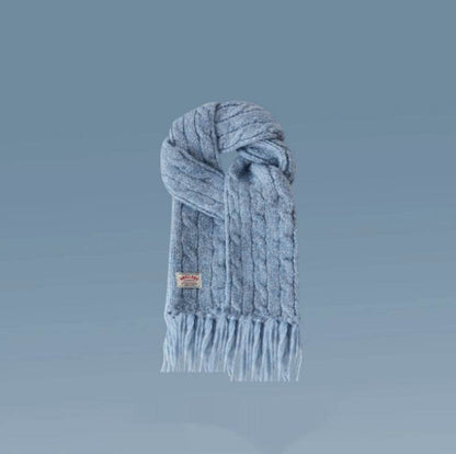 Women's Thick Warm Winter Shawl - Cozy Wool Wrap with Tassel Details - Buy Center