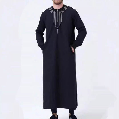 Casual Loose Embroidery Men's Robe - Comfortable & Stylish Loungewear - Buy Center