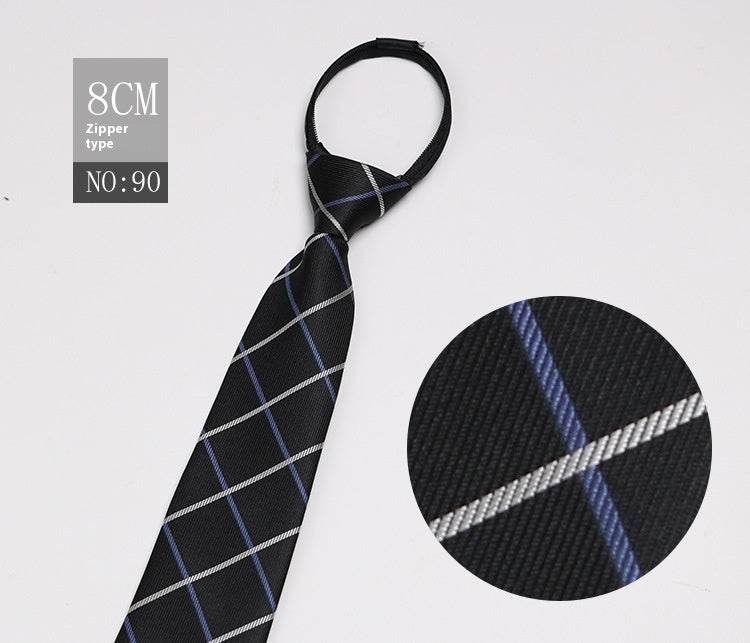 Black Striped Blue Business Tie - Lazy Zip Closure for Easy Wear - Buy Center