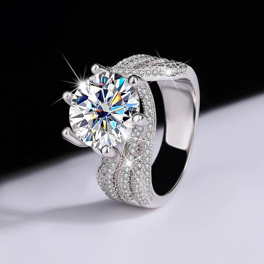 Buycenter 925 Sterling Silver Moissanite Heart Ring - d-e Color - Buy Center
