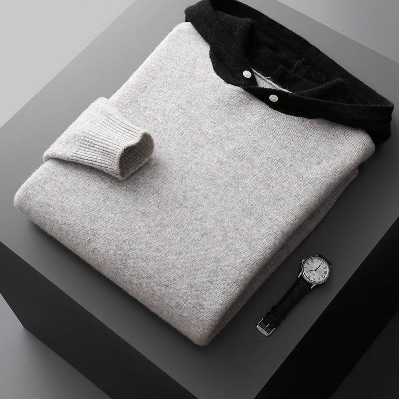 Buycenter Men's Casual Knitted Hoodie - Stylish Wool Hooded Sweater - Buy Center
