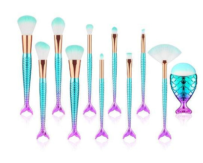 11pcs Mermaid Makeup Brushes Kit - Flawless Application & Trendy Design 2025 - Buy Center