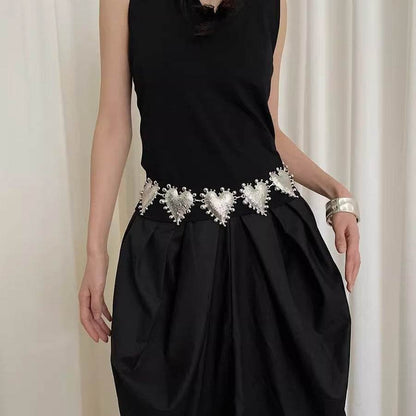 Retro Silver Big Heart Waist Chain - Trendy Metal Belt for Women 2025 - Buy Center