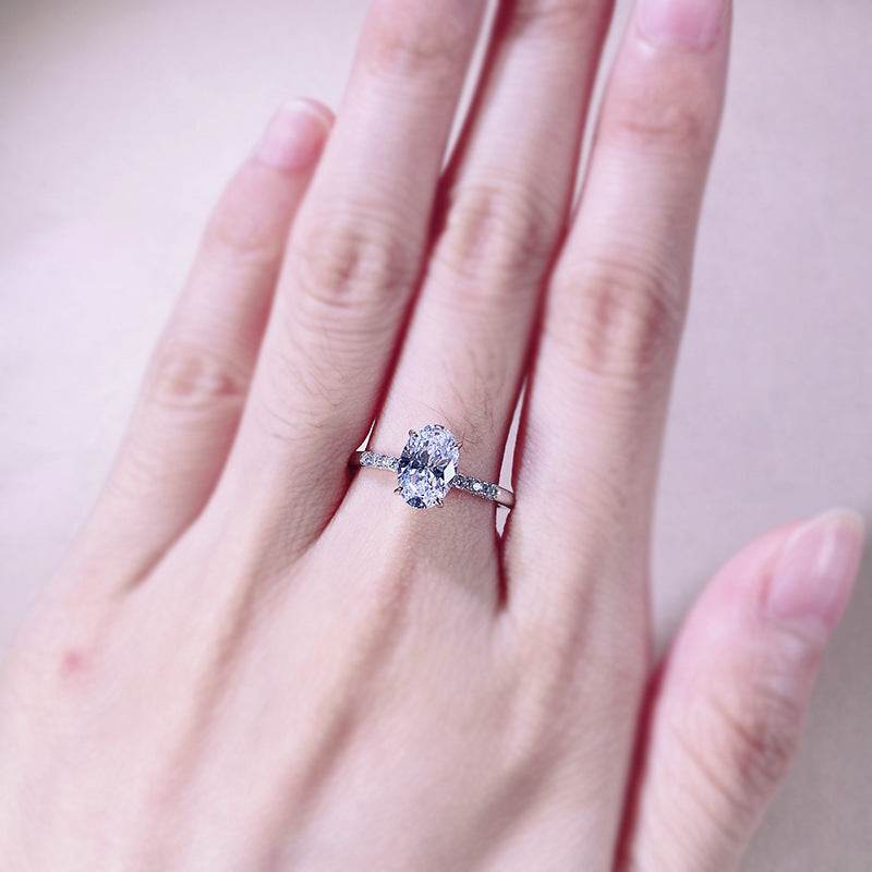 Buycenter S925 Sterling Silver Big Diamond Ring - Minimalist Unisex Design - Buy Center
