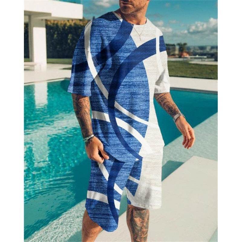 Casual Short Sleeve Leisure Set for Men - Stylish Geometric Design 2025 - Buy Center
