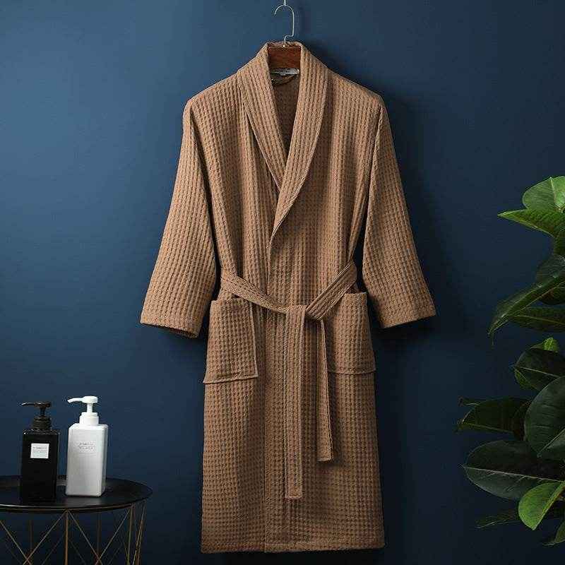Pure Cotton Bathrobe - Long Waffle Nightgown for Men & Women 2025