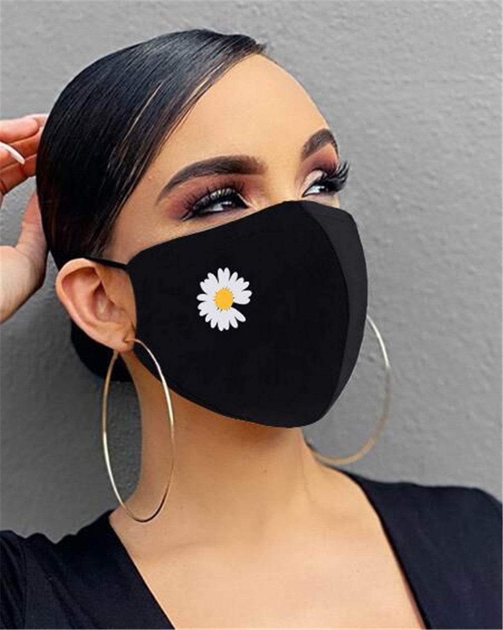 Cotton Dustproof Riding Mask - Black with Flashing Diamonds & Rhinestones - Buy Center