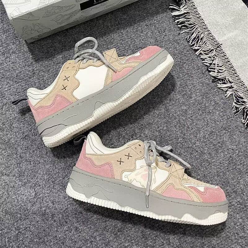 Retro Women's Student Sneakers - Stylish Pink Vulcanize Shoes for Comfort - Buy Center