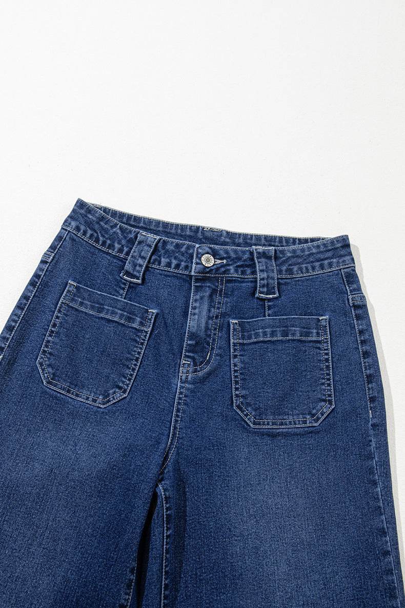 Retro High Waist Straight-Leg Trousers for Women - Casual Cotton Jeans 2025 - Buy Center