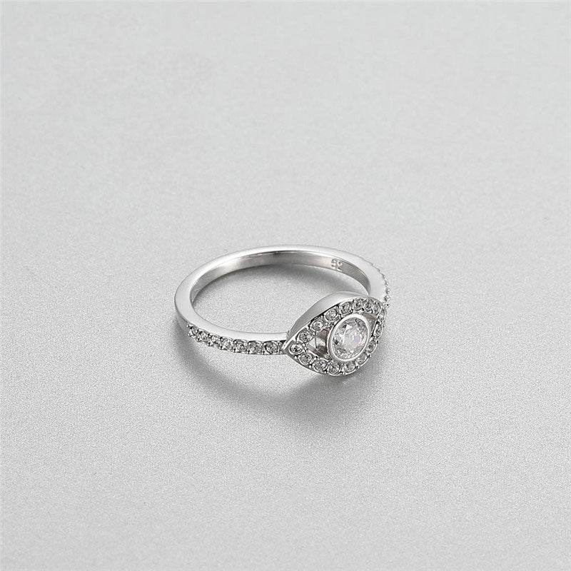 Women's Silver Crystal Eye Ring - Unique Cartoon Design for Bold Fashion - Buy Center