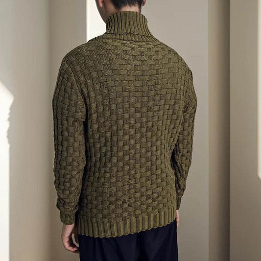 Buycenter Men's Slim Turtleneck Sweater - Trendy Button Design Pullover - Buy Center