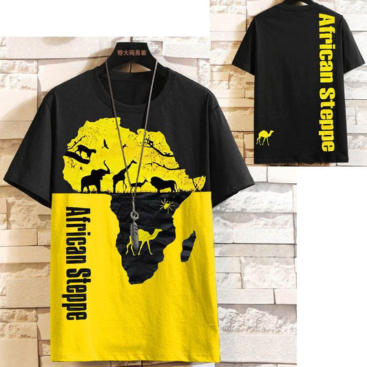Trendy Men's Hip-Hop Short Sleeve T-Shirt - Loose Fit Geometric Style - Buy Center