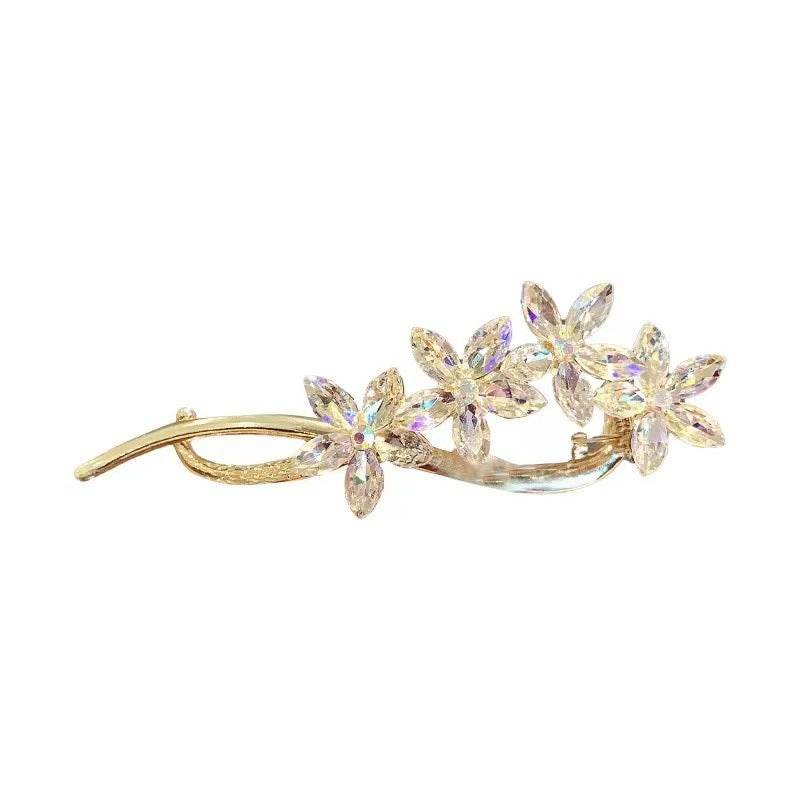 Elegant Crystal Flower Twister Clip - Stylish Hairpin for Upscale Looks - Buy Center