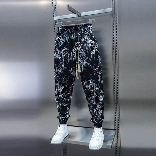 Men's Floral Harem Pants - Summer Loose Fit in Trendy Ice Silk - Buy Center