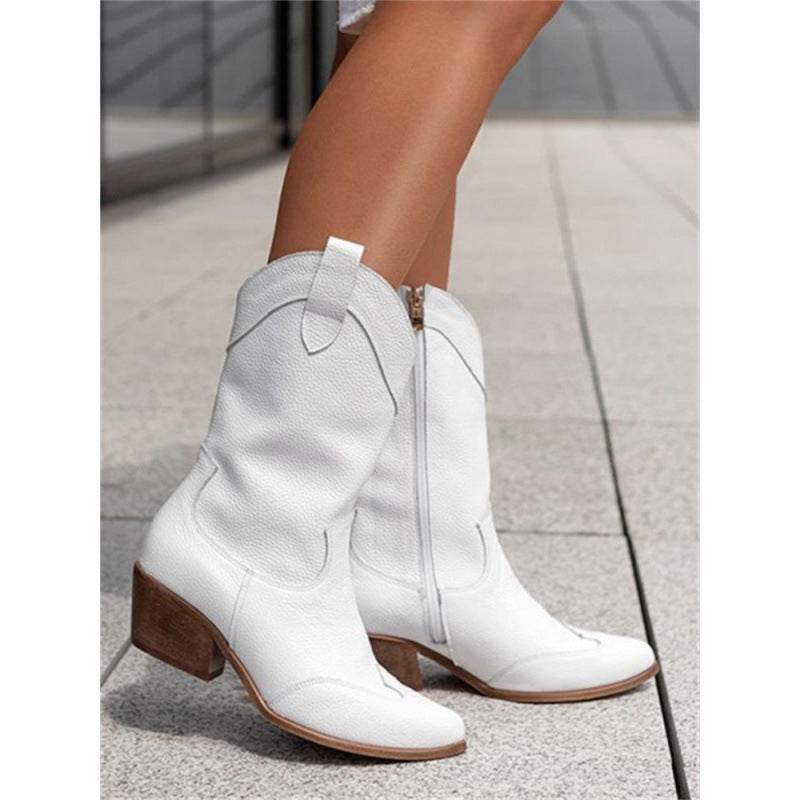 Buycenter Women's Mid Heel Boots - Ethnic Style, Chunky Heel Design - Buy Center