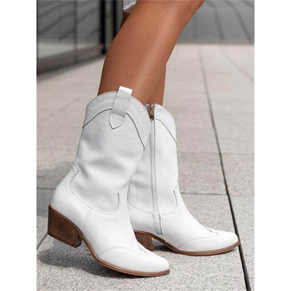 Buycenter Women's Mid Heel Boots - Ethnic Style, Chunky Heel Design - Buy Center