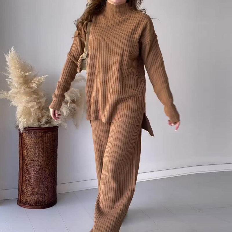 Buycenter Casual Knitwear & Wide Leg Pants Set - Stylish Two-Piece Jumpsuit - Buy Center