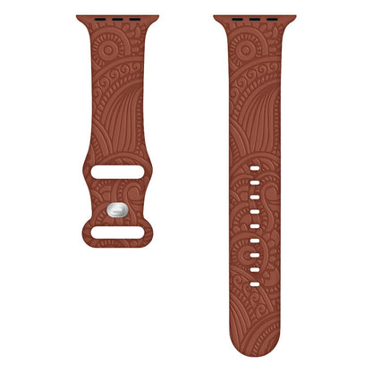 Laser Carved Silicone Strap - Cashew Print for Apple Watches 38-49mm - Buy Center