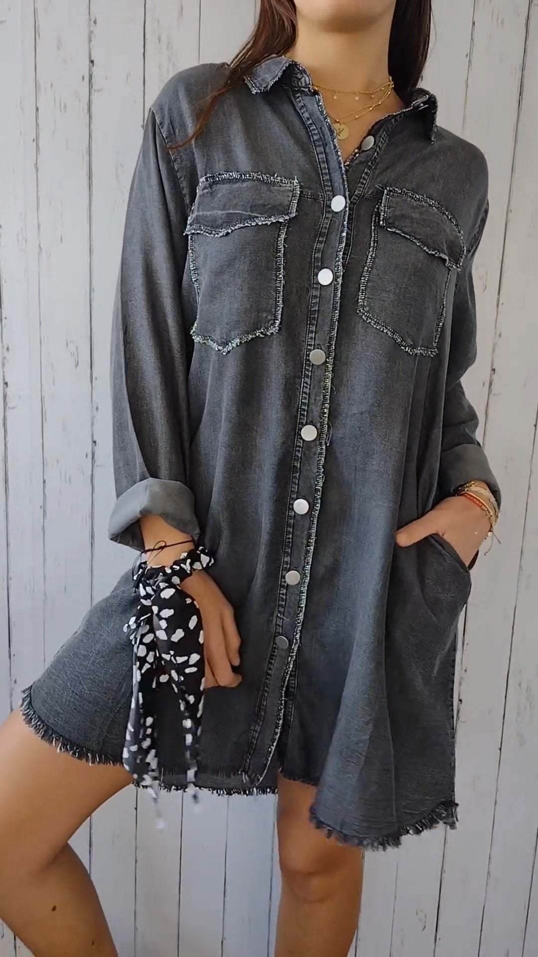 Buycenter Jean-like Casual Long Shirt Coat - Cotton & Linen for Women - Buy Center