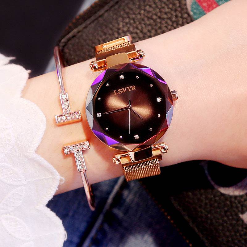 Women's Starry Quartz Watch - Sleek 8mm Lazy Magnet Strap, Stylish Design - Buy Center