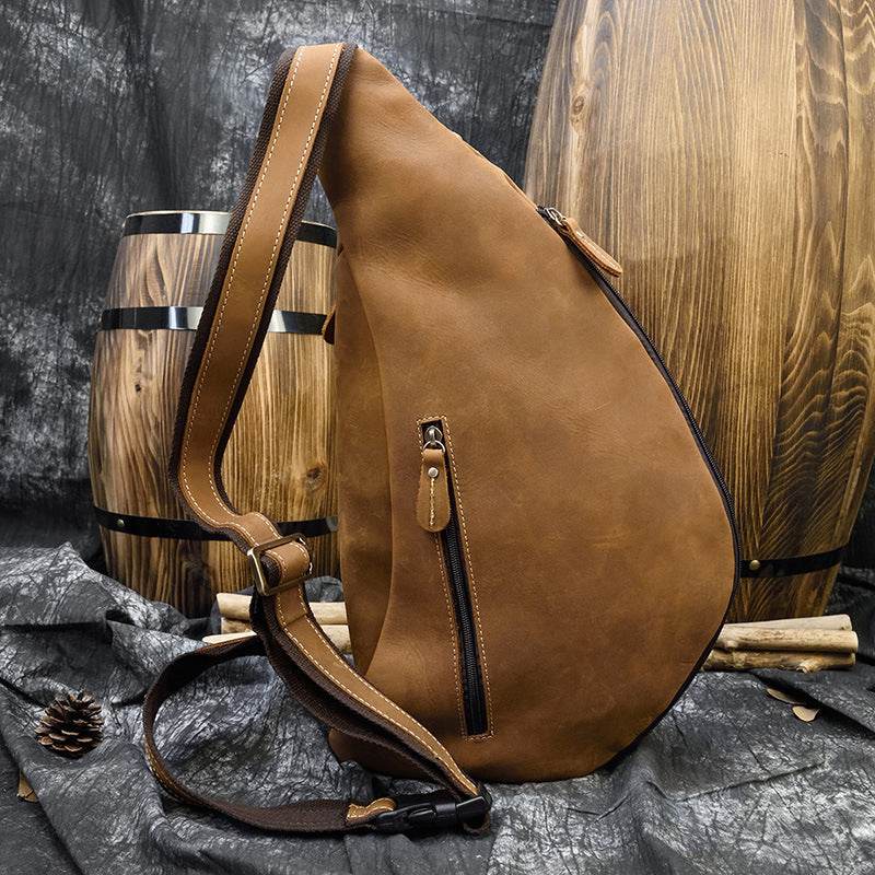 Retro Men's Chest Bag - Genuine Leather, Stylish & Convenient Design - Buy Center