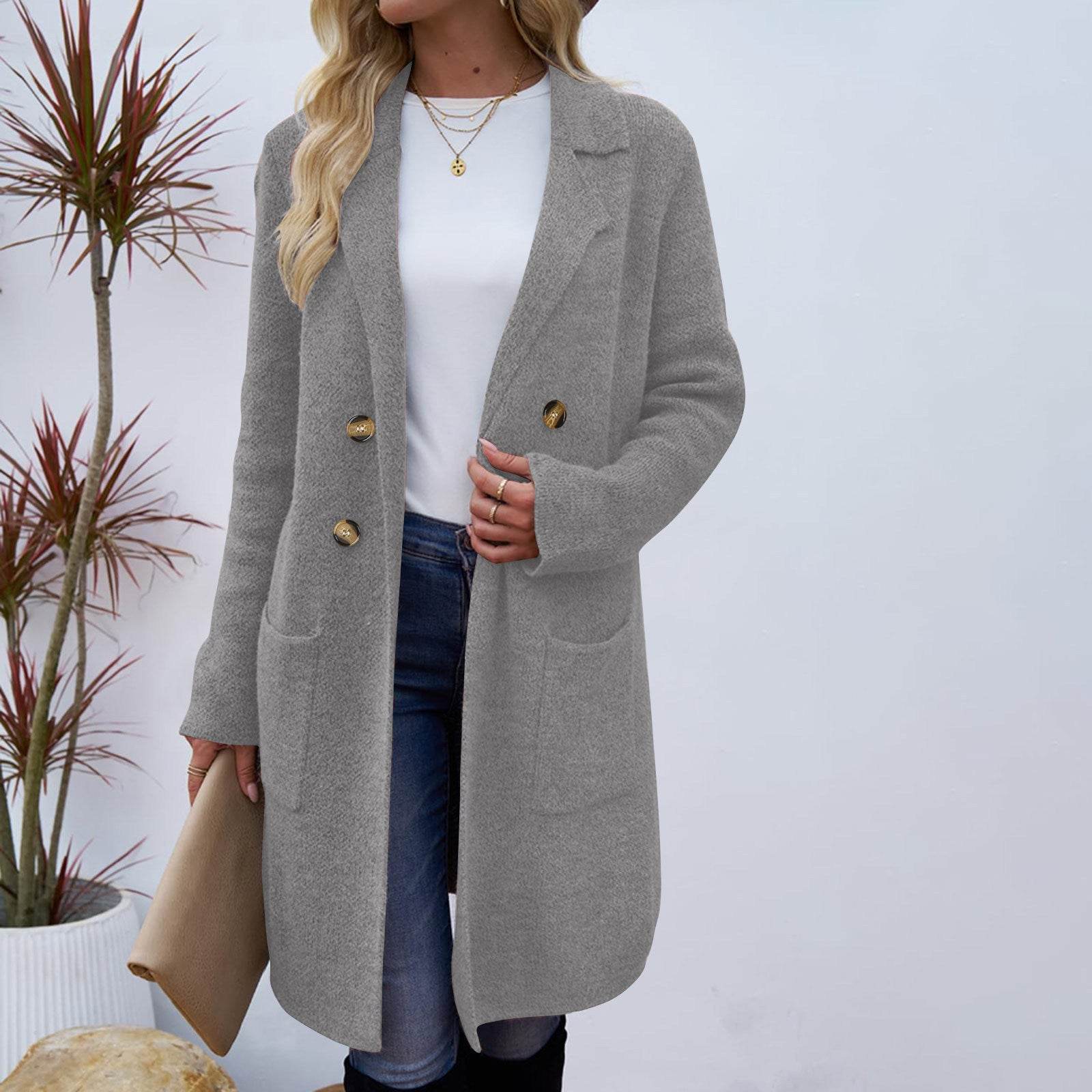 Buycenter Women's Mid-Length Woolen Coat Jacket - All-Match Fashionable Style - Buy Center