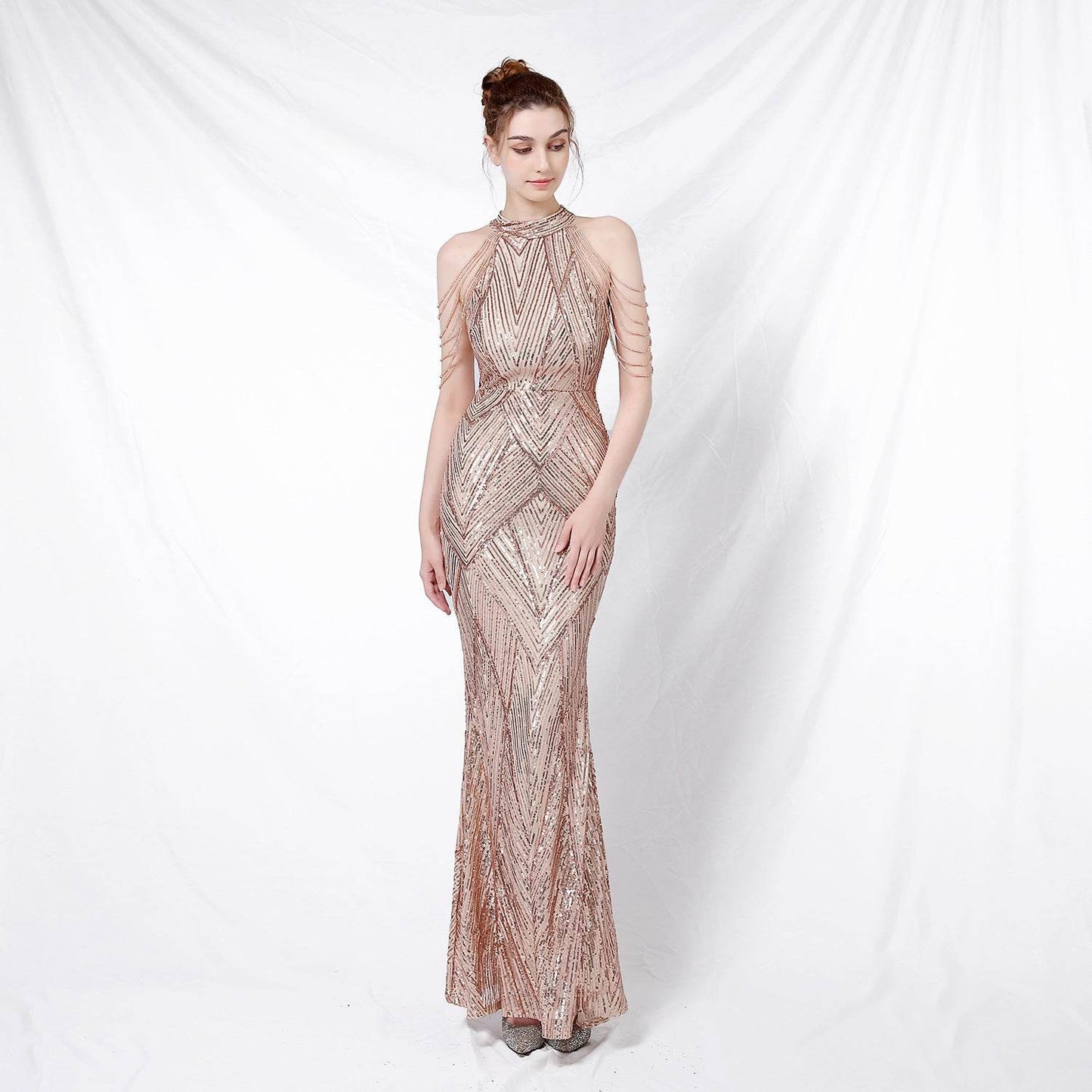Buycenter Backless Evening Dress - Sequined Party Dress for Women - Buy Center