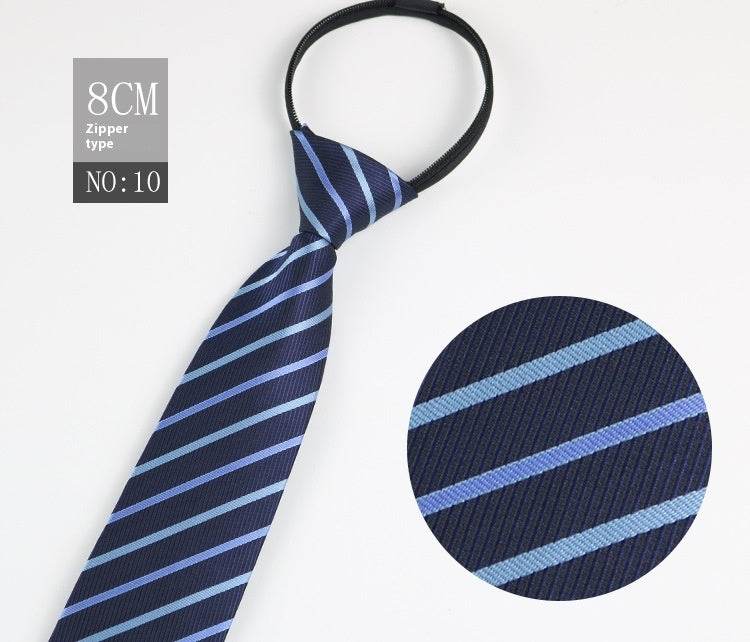 Black Striped Blue Business Tie - Lazy Zip Closure for Easy Wear - Buy Center