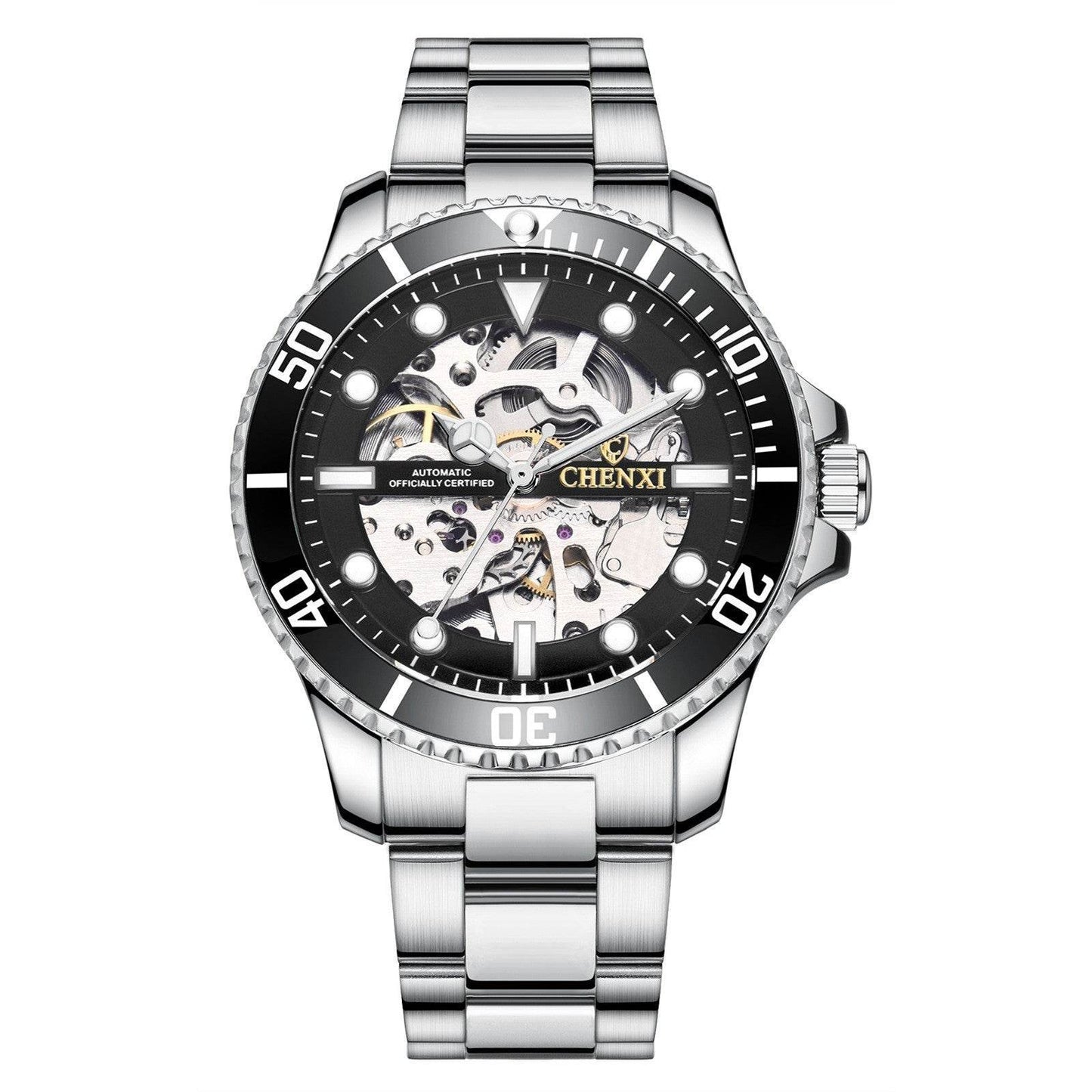 Buycenter Waterproof Men's Mechanical Watch - Stylish Gold and Black Design - Buy Center