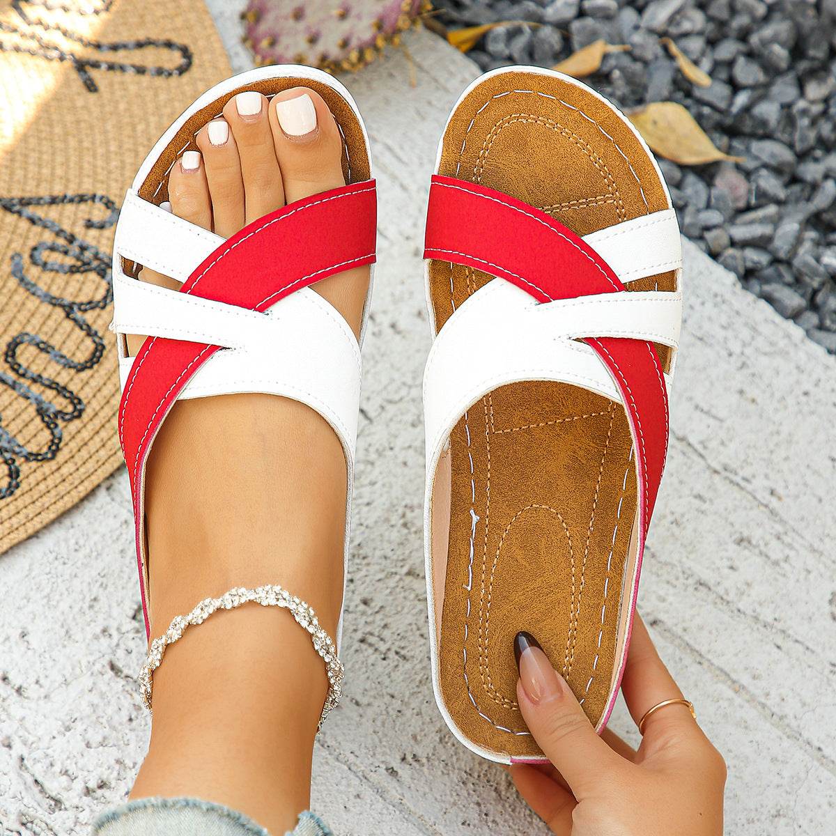 Buycenter Women's Fashion Platform Wedge Slippers - Color Matching & Stylish - Buy Center