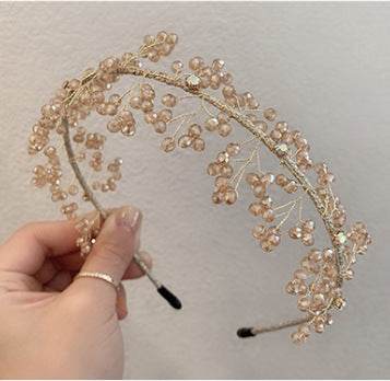 Elegant Korean Crystal Hair Headband - Retro Wave Design for Weddings - Buy Center