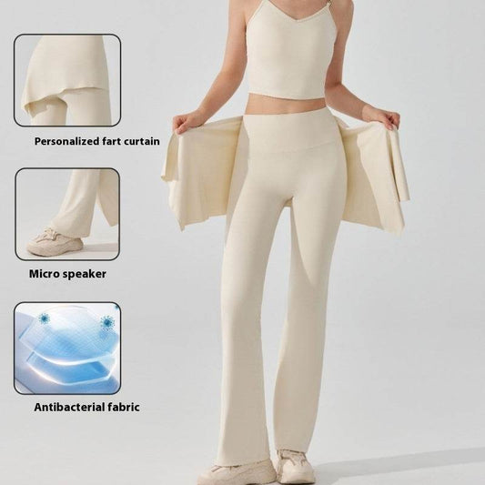 Nude Feel High Waist Bell Bottom Pants - Stylish Comfort & Detachable Skirt - Buy Center