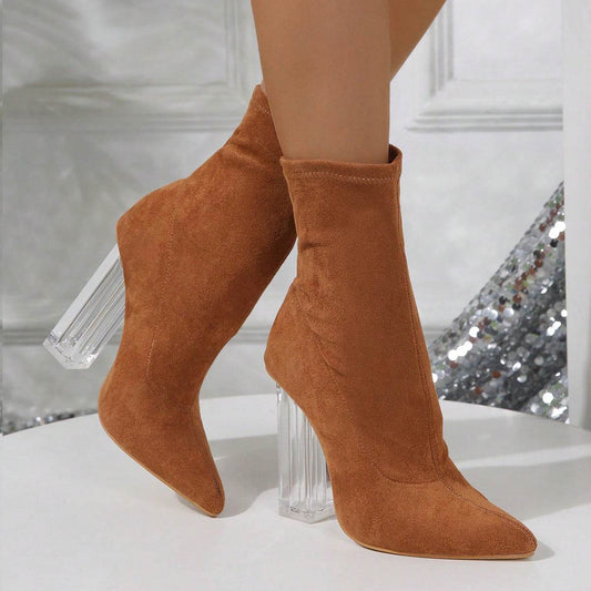 Buycenter High-Heeled Crystal Heel Boots - Women's Autumn Party Shoes - Buy Center