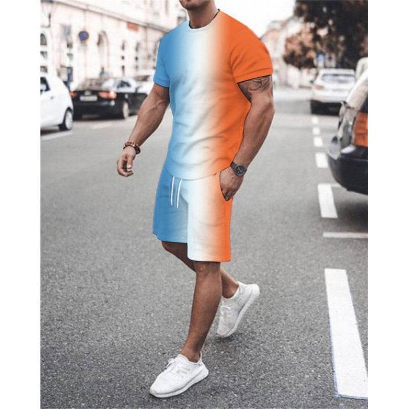 Casual Short Sleeve Leisure Set for Men - Stylish Geometric Design 2025 - Buy Center