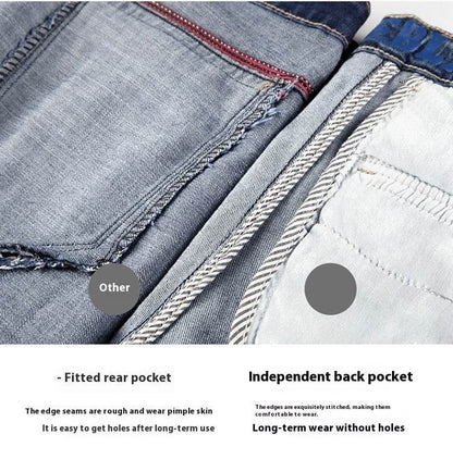 Slim Fit Cropped Denim Shorts for Men - Light Blue Casual Summer Wear - Buy Center