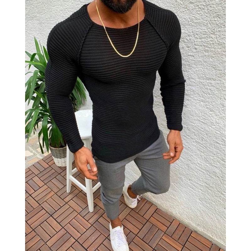Buycenter Men's Crew Neck Pullover Sweater - Slim Fit Casual Knitwear - Buy Center
