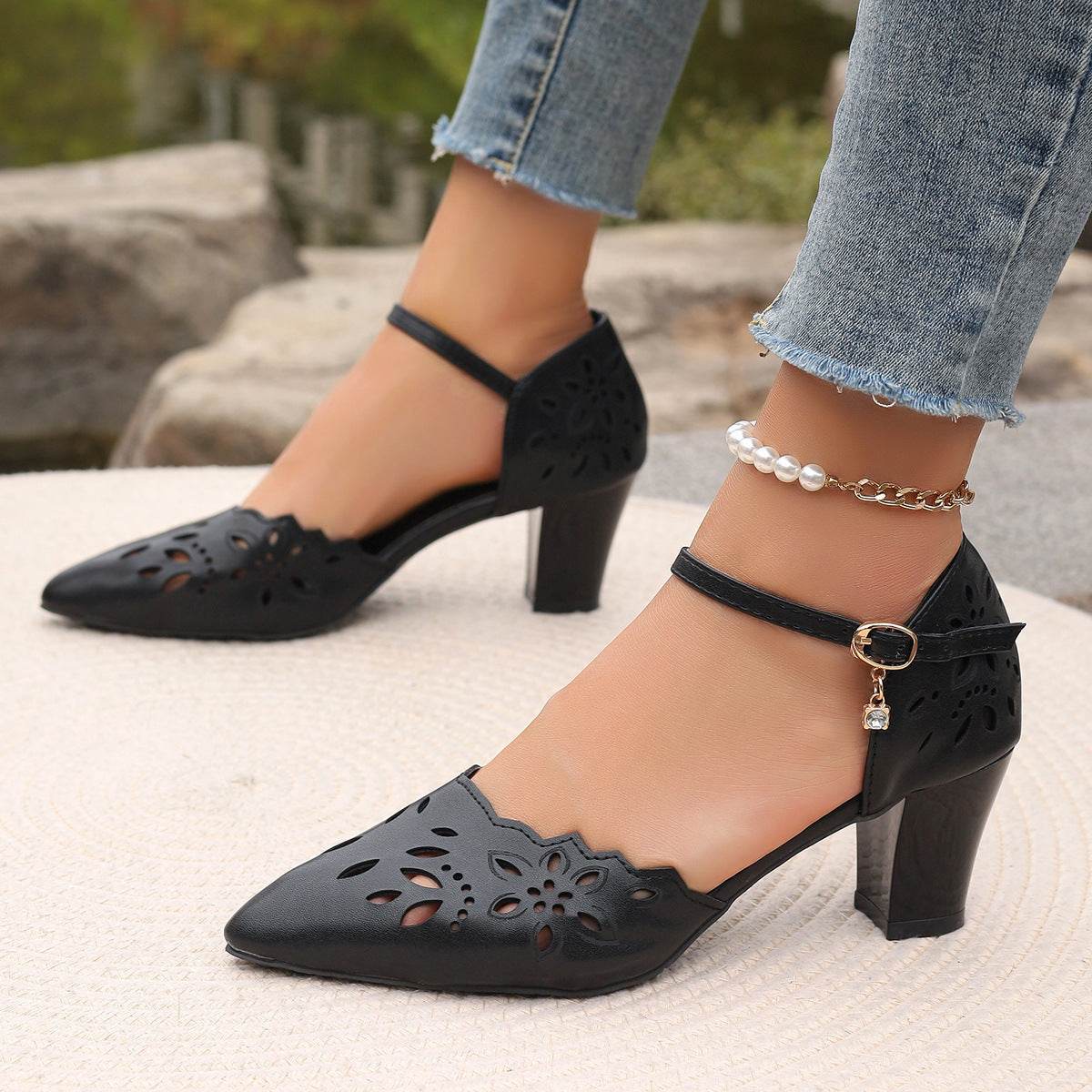Stylish Women's High-Heeled Sandals - Casual Mid Heel Comfort - 2025 - Buy Center