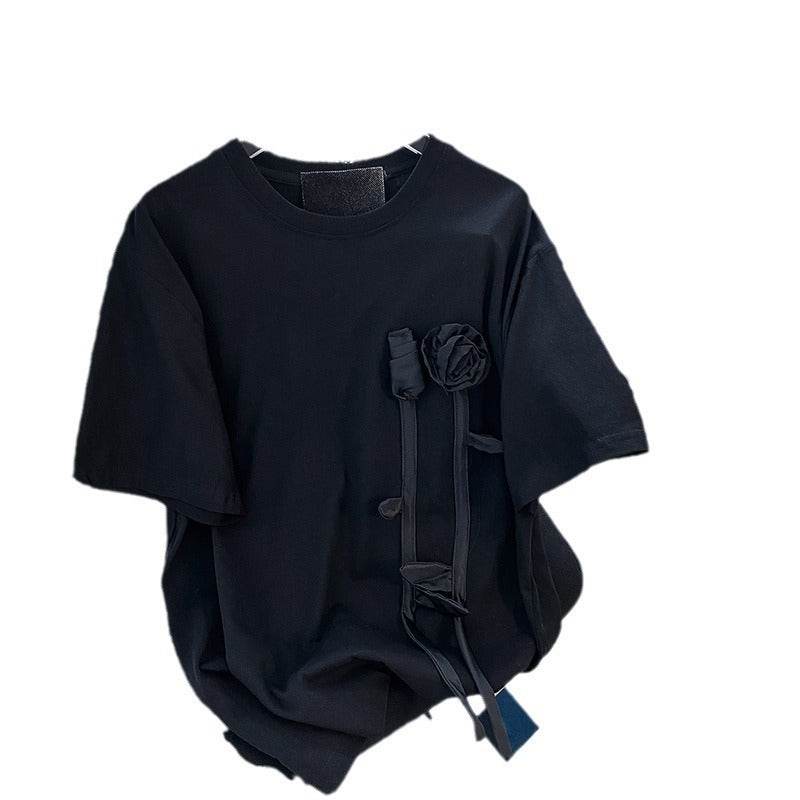 Trendy 3D Flower Short Sleeve Shirt - Casual Cotton for Men & Women - Buy Center