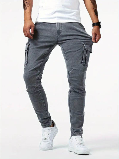 Men's Casual Multi-Bag Labor Protection Pants - Lightweight Cotton Denim - Buy Center