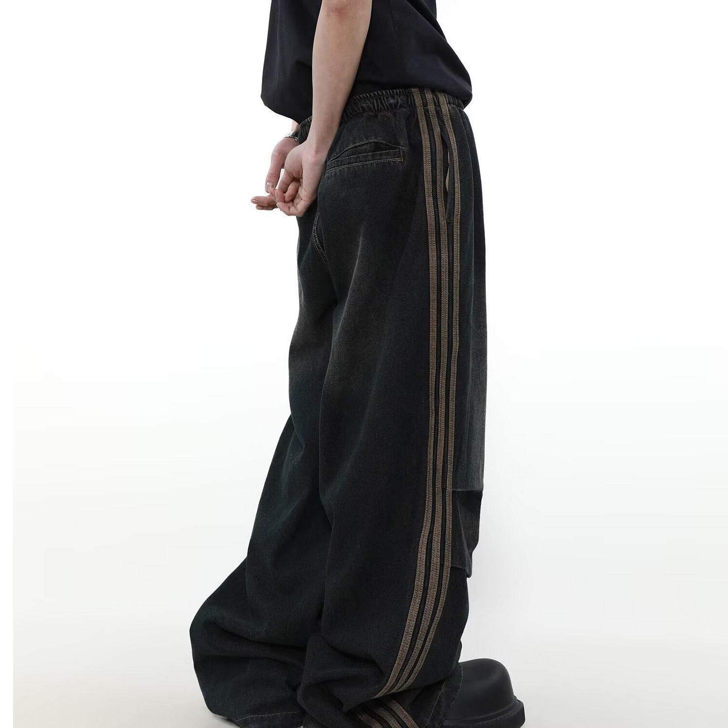 American Pleated Wide Leg Jeans for Men - Stylish Black Denim Trousers - Buy Center