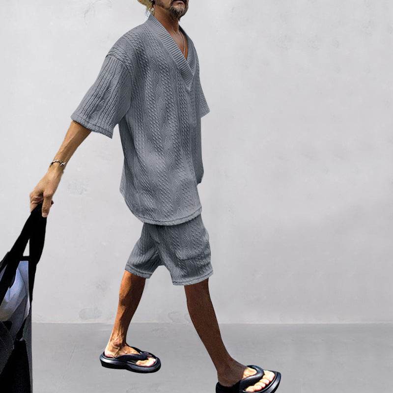 Buycenter Men's Casual Loose Knitwear Shorts Suit - Stylish & Comfortable - Buy Center